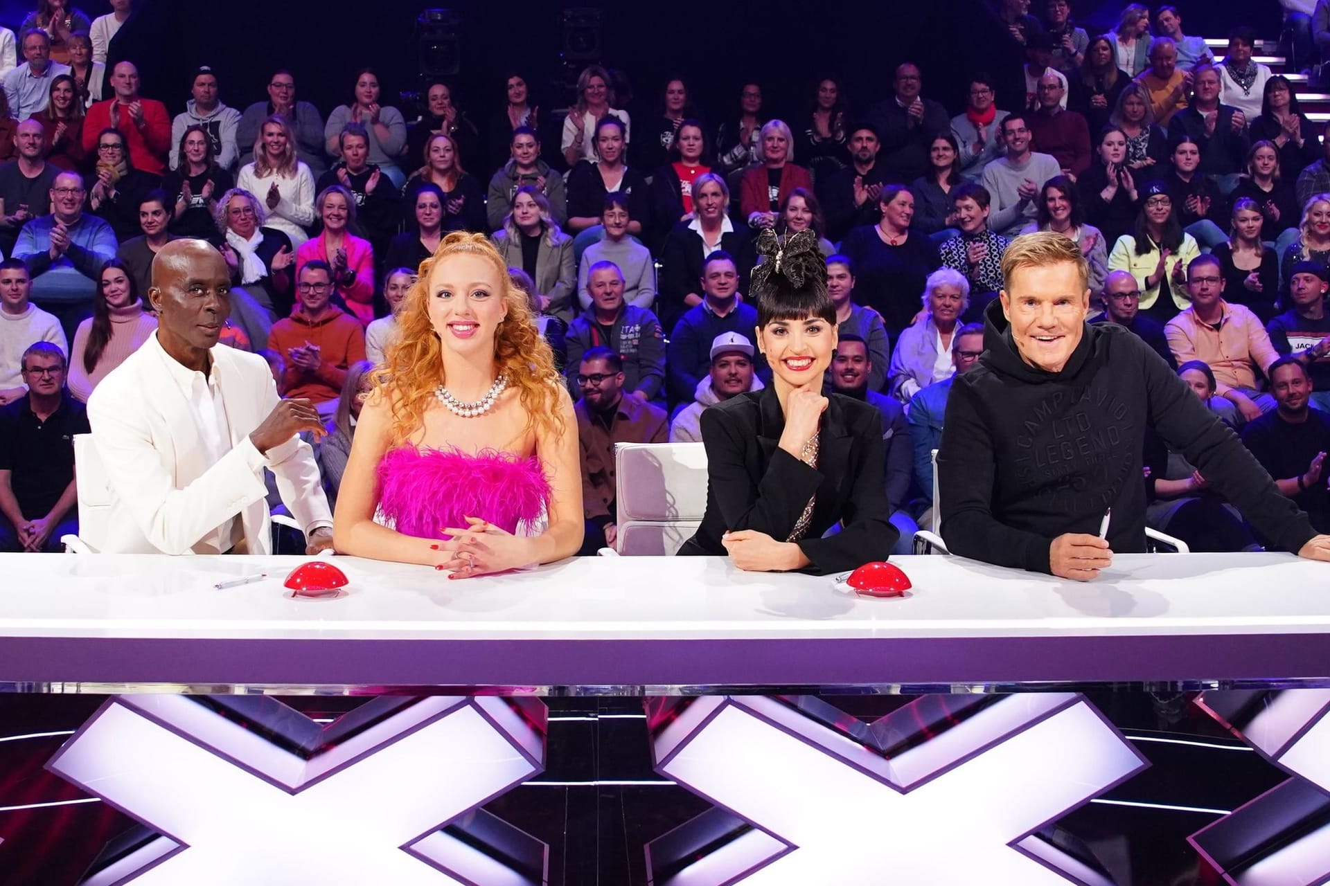 Die "Supertalent"-Jury: Bruce Darnell, Anna Ermakova, Ekaterina Leonova und Dieter Bohlen