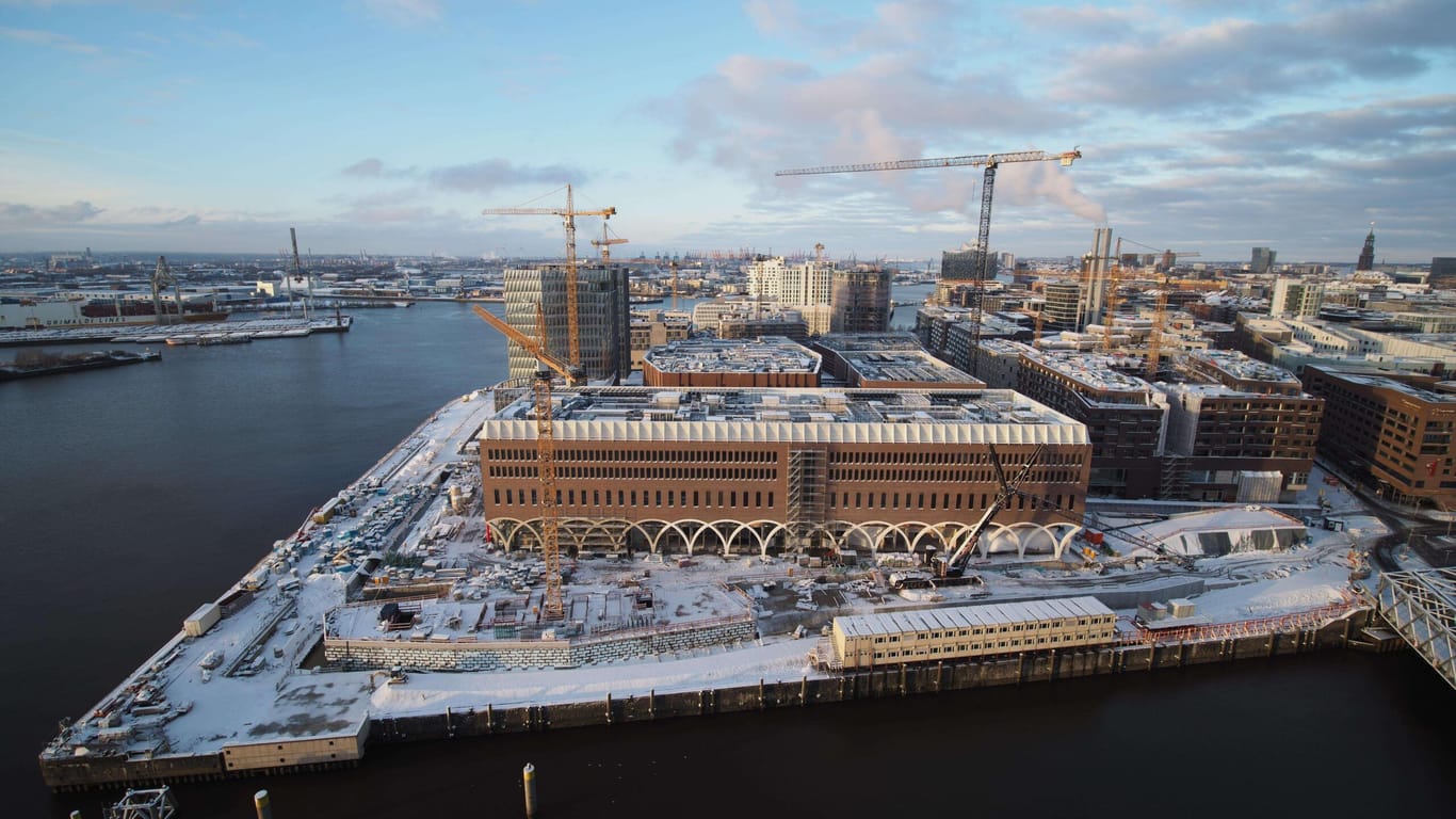 Der aktuelle Stand der Baustelle in der Hamburger HafenCity.