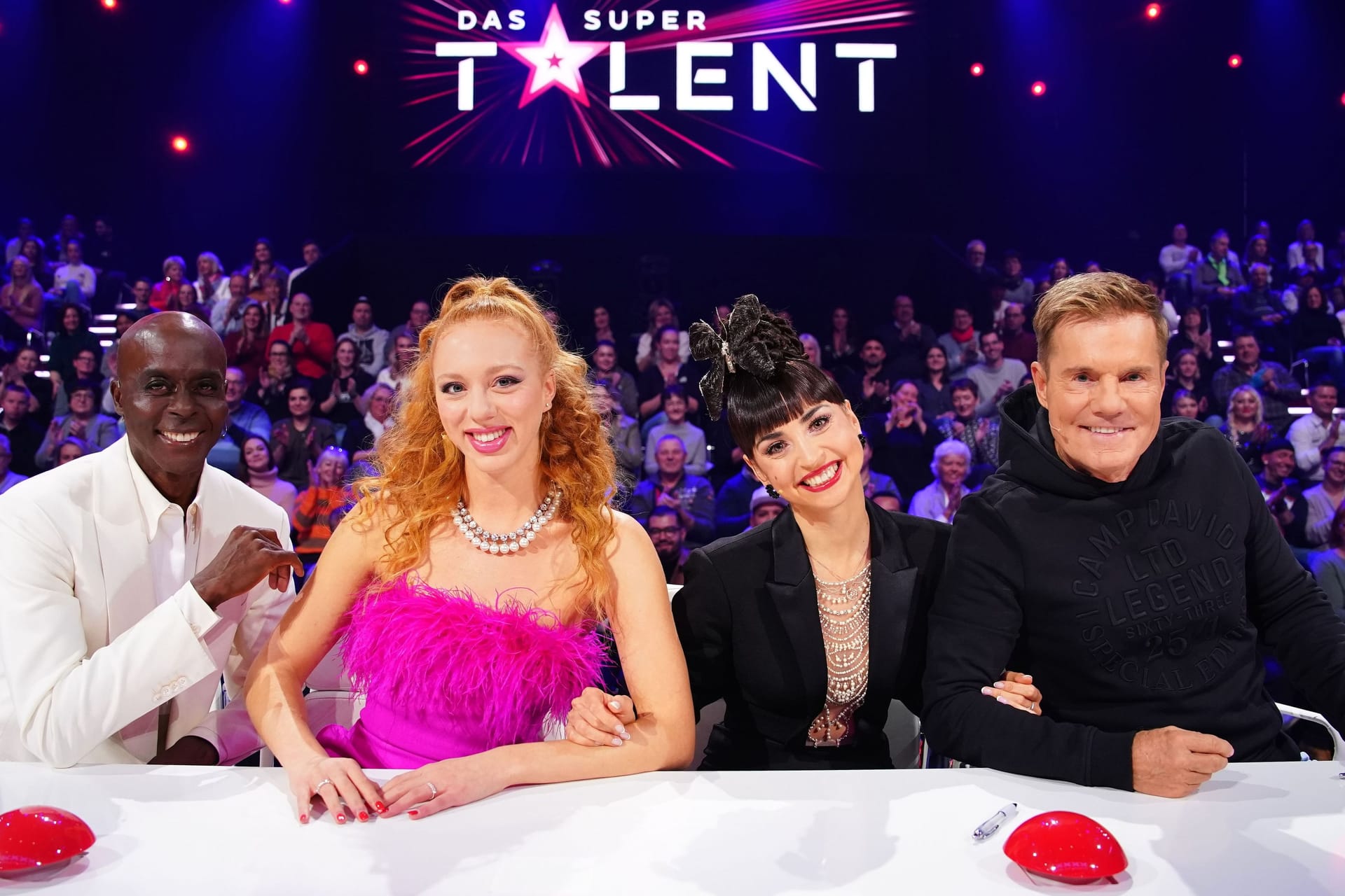 Die Juroren von "Das Supertalent": Bruce Darnell, Anna Ermakova, Ekaterina Leonova und Dieter Bohlen.