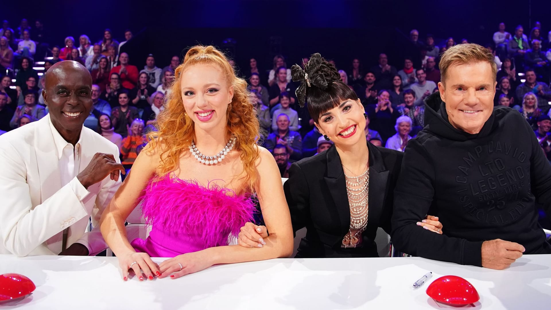 Die Juroren von "Das Supertalent": Bruce Darnell, Anna Ermakova, Ekaterina Leonova und Dieter Bohlen.