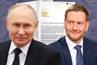 Russlands Machthaber Wladimir Putin (l.): Sachsens Ministerpräsident Michael Kretschmer (CDU) sprach ihn zweimal – und schickte anschließend Briefe.