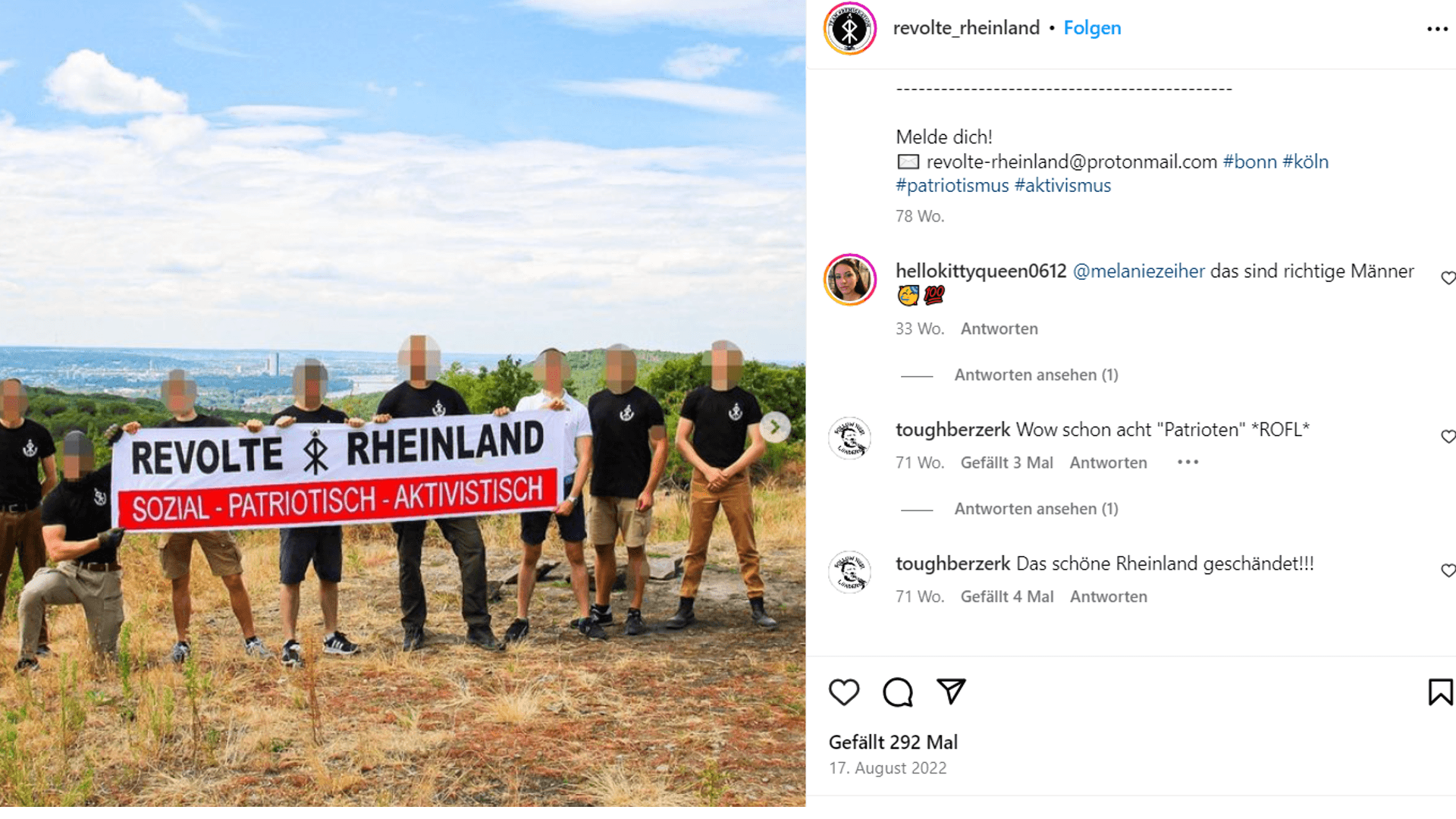 Die Gruppe "Revolte Rheinland": Die Truppe gibt sich martialisch.