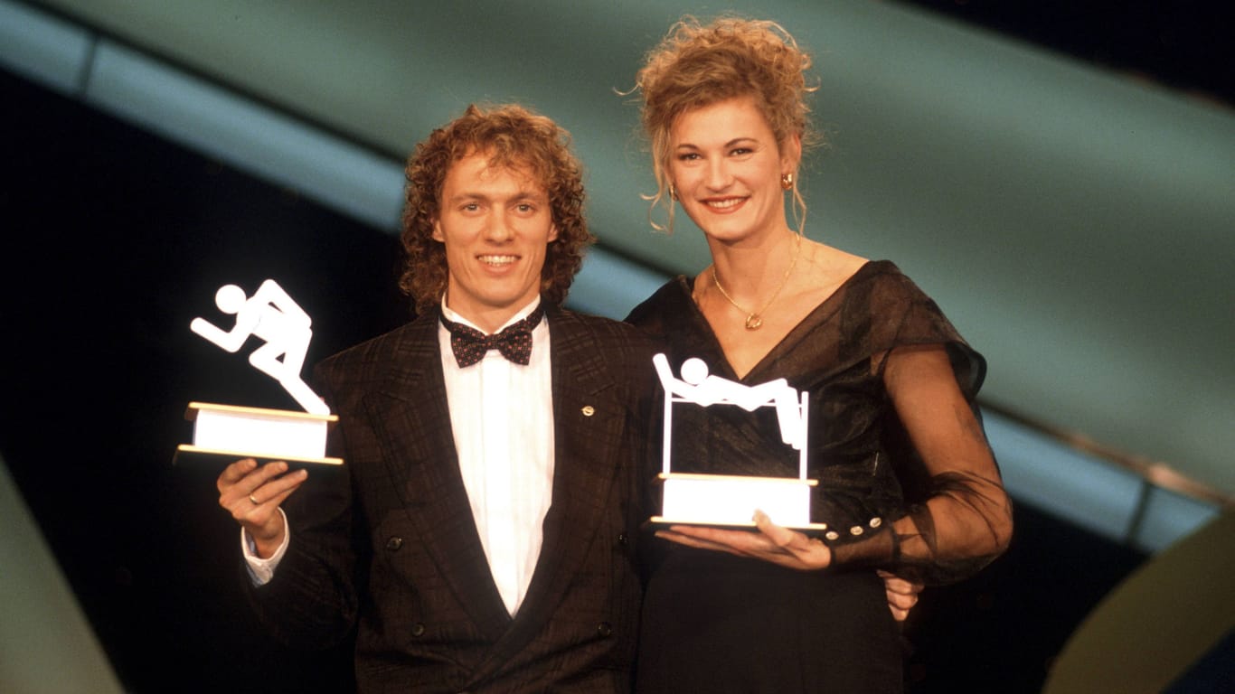 Traumjahr 1992: Nach seinem Gold-Coup in Barcelona wurde Dieter Baumann (l., neben Heike Henkel) zu Deutschlands Sportler des Jahres gewählt.