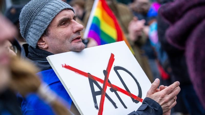 Teilnehmer an einer Demo in Rostock: Die Menschen protestierten für Demokratie und gegen die AfD.