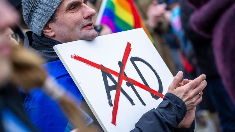 Teilnehmer an einer Demo in Rostock: Die Menschen protestierten für Demokratie und gegen die AfD.