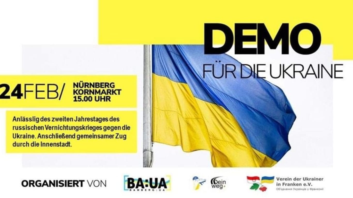 Die zweite Demonstration am Samstag wird von der ukrainischen Community in Franken organisiert: Sie wollen nach der Kundgebung auf dem Kornmarkt auch durch die Stadt ziehen.