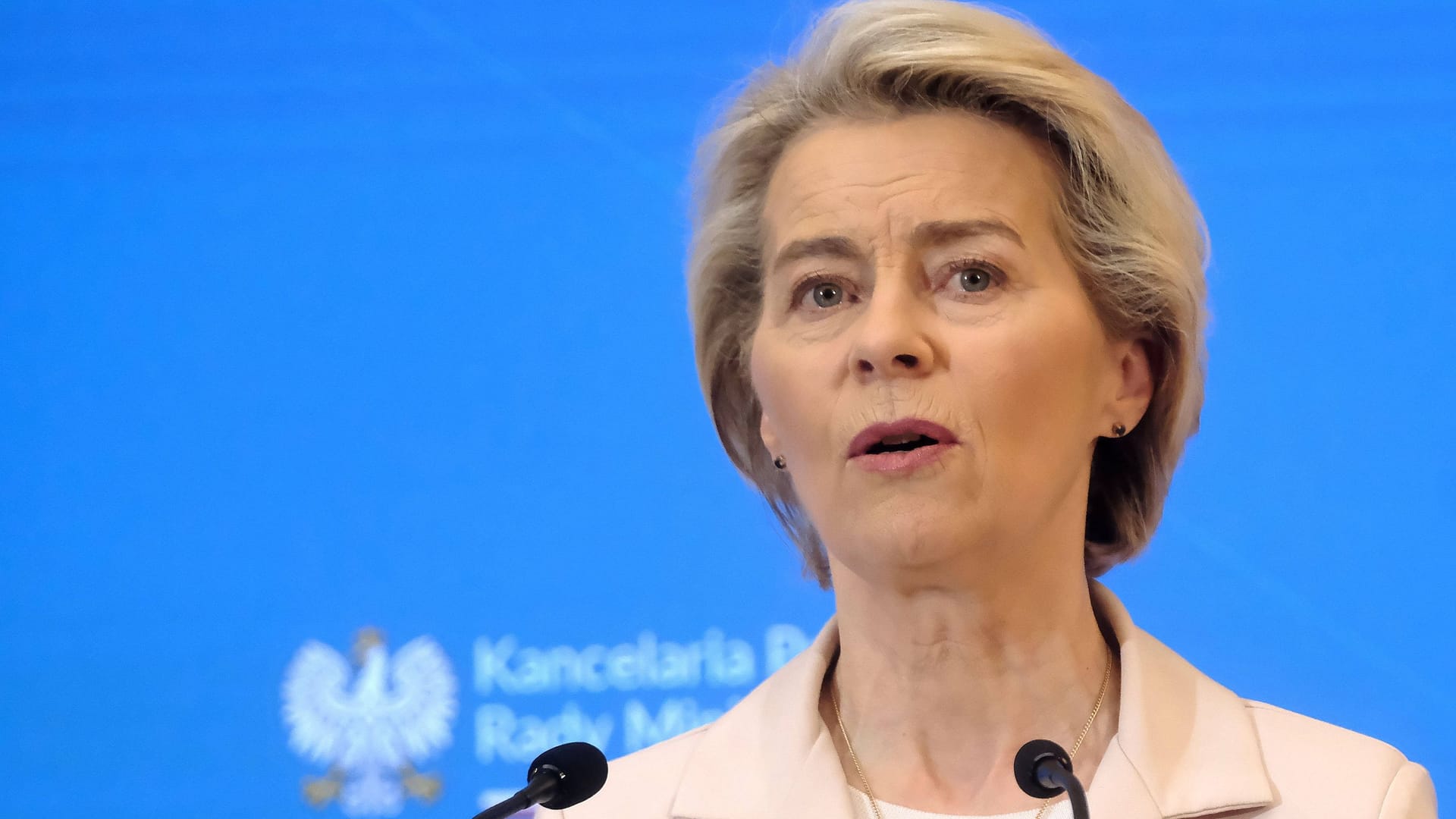 Ursula von der Leyen: Die EU-Kommissionspräsidentin begrüßte den von Warschau in dieser Woche den Mitgliedstaaten vorgelegten Aktionsplan als "sehr starke Erklärung eines klaren Fahrplans für Polen".