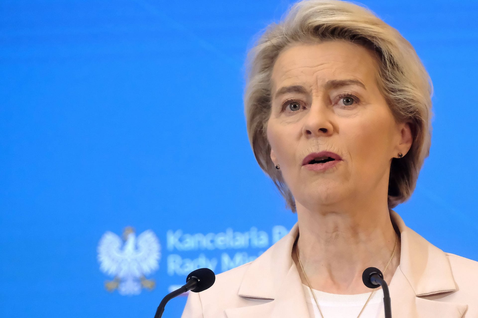 Ursula von der Leyen: Die EU-Kommissionspräsidentin begrüßte den von Warschau in dieser Woche den Mitgliedstaaten vorgelegten Aktionsplan als "sehr starke Erklärung eines klaren Fahrplans für Polen".