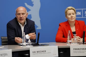 Kai Wegner und Franziska Giffey: Der Regierende Bürgermeister von Berlin und Franziska Giffey, Senatorin für Wirtschaft, Energie und Betriebe, äußerten sich zum Wahlausgang der teilweisen Wahlwiederholung in Berlin.
