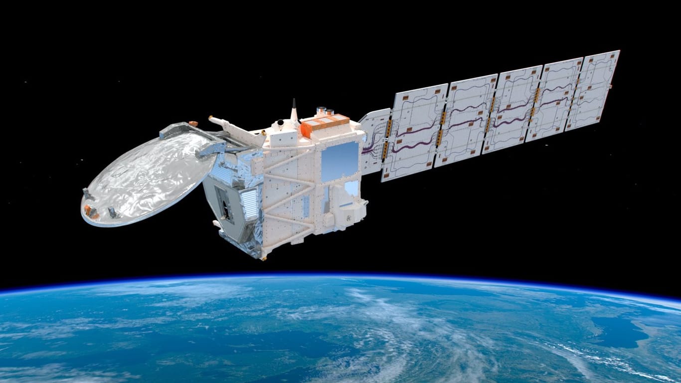 Künstlerische Darstellung von EarthCare: Im Mai soll der Satellit ins All gebracht werden.