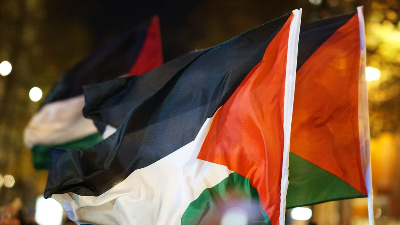 Palästinensische Flaggen (Symbolbild): Am Donnerstag soll eine Pro-Palästina-Demo vor der Mensa der FU Berlin stattfinden.