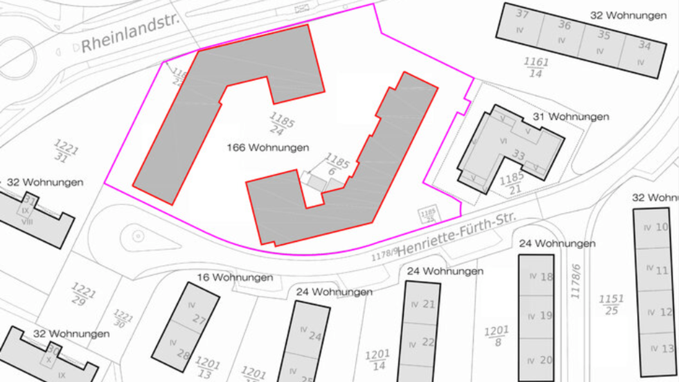 Bauplan für das neue Objekt in der Henriette-Fürth-Straße