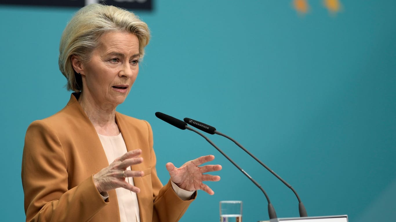 Ursula von der Leyen während der Pressekonferenz nach ihrer Nominierung durch die CDU.