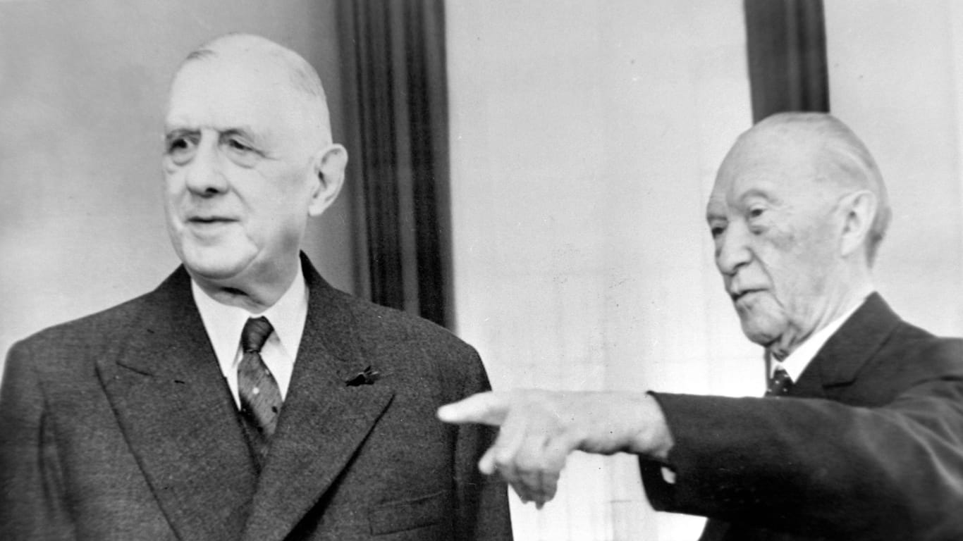 Frankreichs Präsident mit Bundeskanzler Konrad Adenauer 1960: Die beiden Staatsmänner leiteten die Versöhnung ihrer Länder ein.
