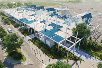 Der Flughafen "Salerno Costa d’Amalfi Airport": So soll das Dach des vom niederländischen Architekturbüro Deerns entwickelten, neuen Passagierterminals aussehen.
