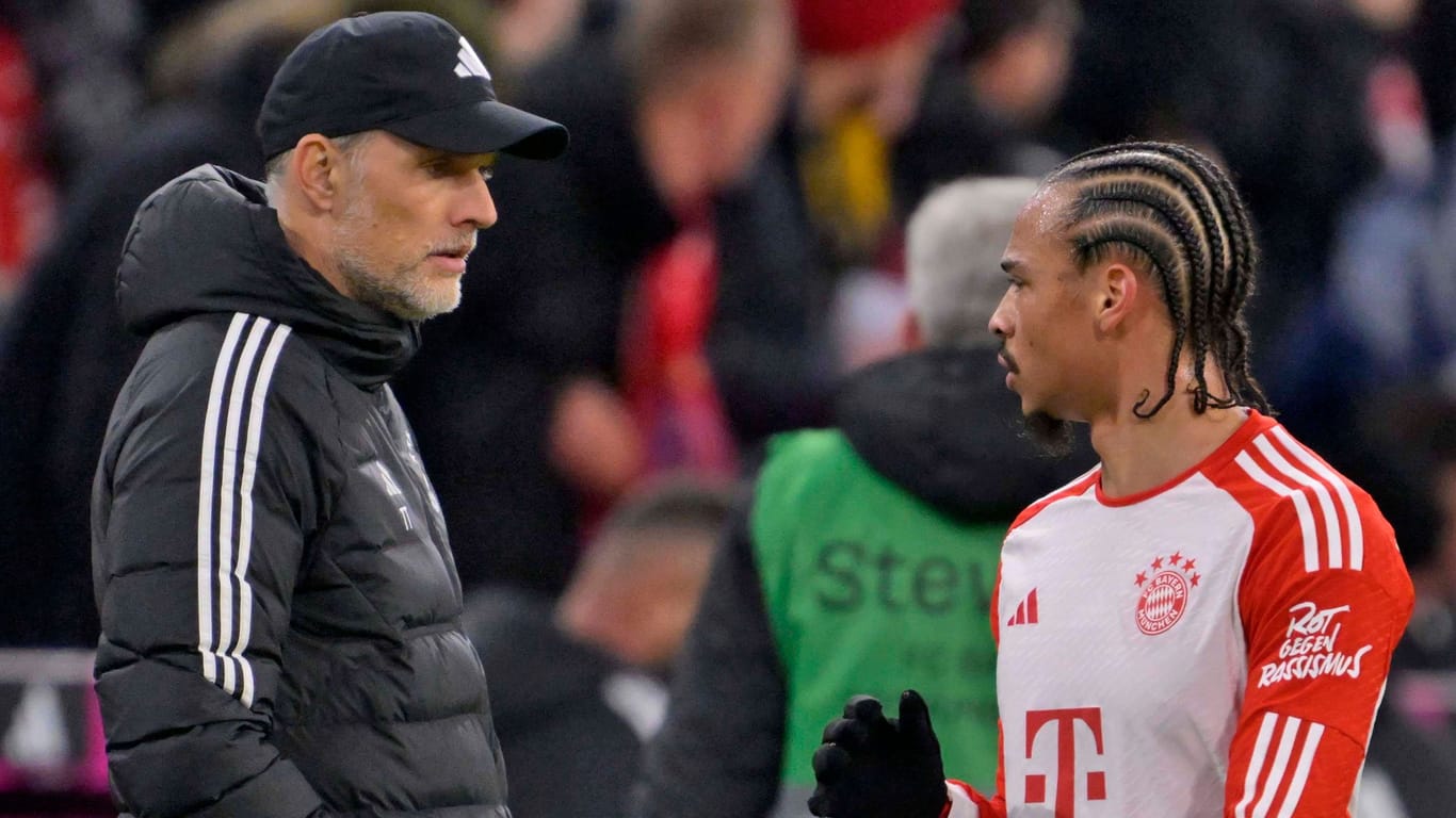 Bayern-Trainer Tuchel (li.) und Sané: "Bestimmt nicht wehleidig".