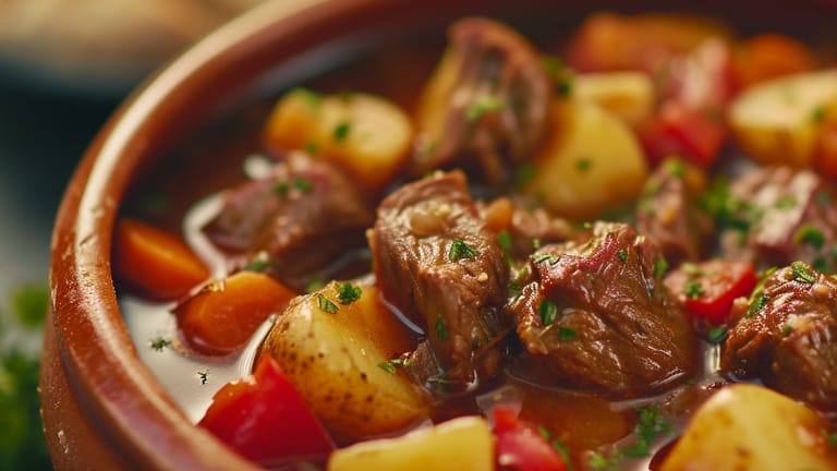 Gulaschsuppe mit Kartoffeln ungarischer Art – einfaches Rezept