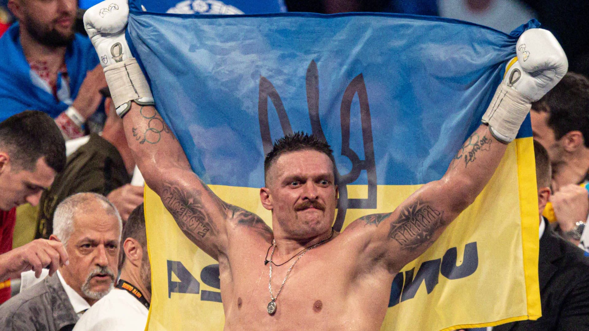 Oleksandr Usyk im August bei einem Kampf.