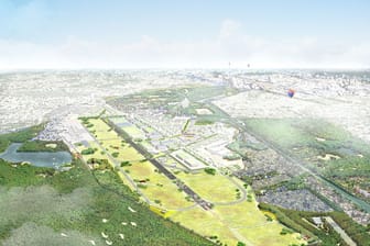Traum der Planer von der Zukunft des Tegeler Flughafens: So soll das alte Airport-Gelände einmal aussehen.