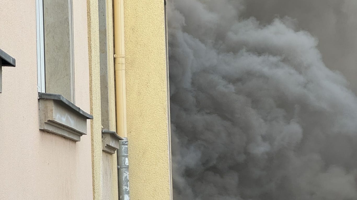 Brand auf der Franz-Lehmann-Straße: Der Rauch war so dicht, dass er schon über Straßen hinweg zu sehen war.