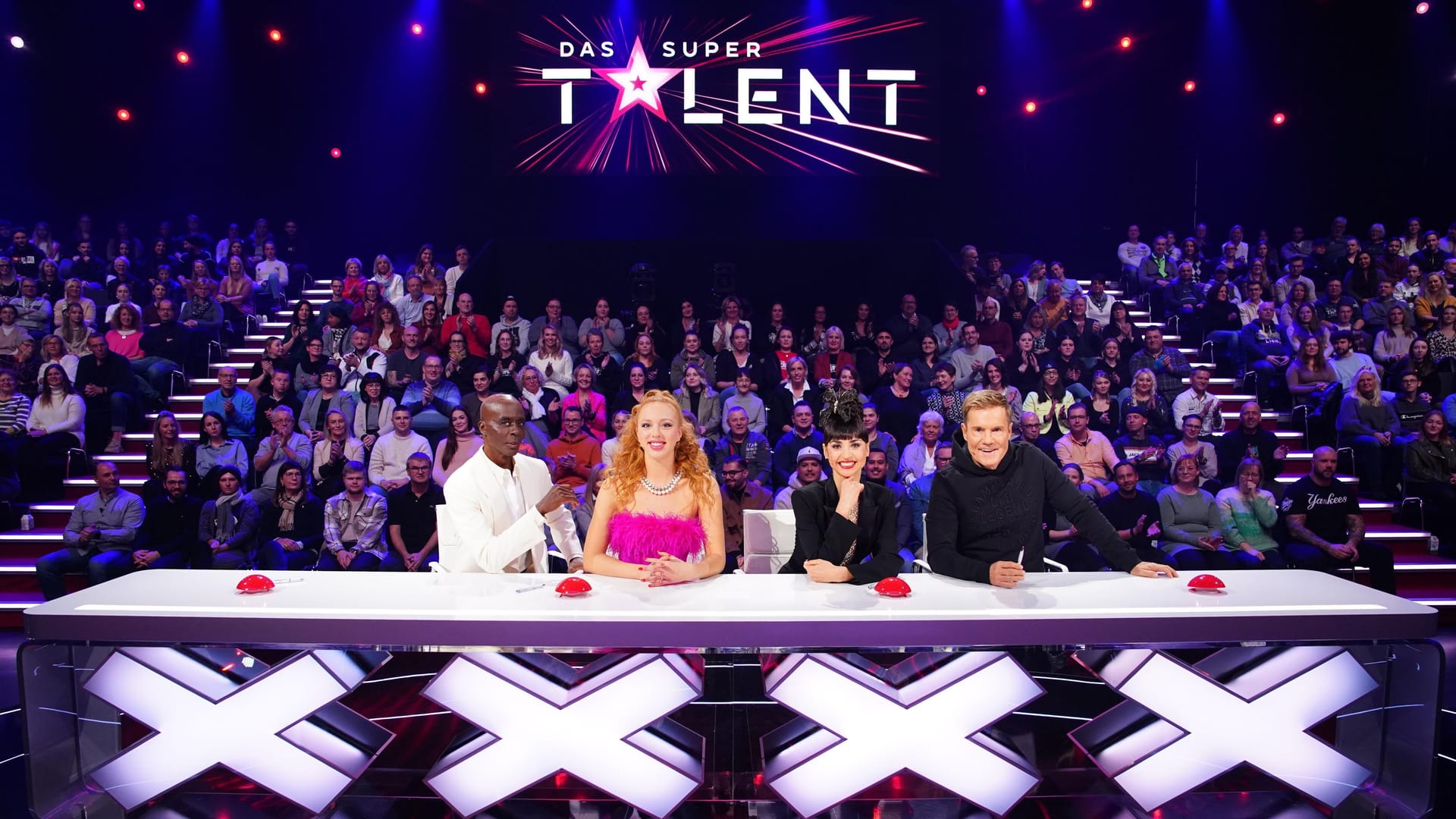 Die Supertalent-Jury 2024: Bruce Darnell, Anna Ermakova, Ekaterina Leonova und Dieter Bohlen.