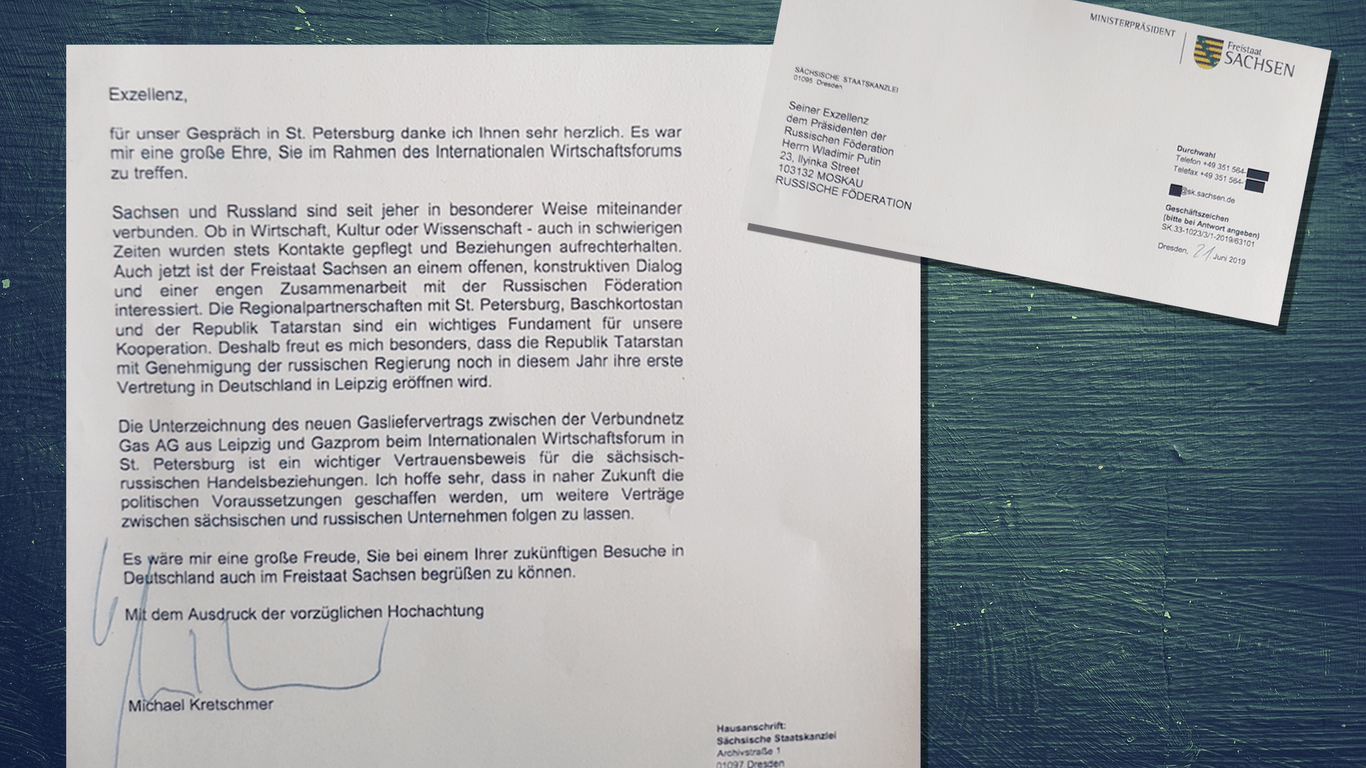 Kretschmers zweiter Brief an Putin: Der Einladung nach Sachsen kam Putin erneut nicht nach.