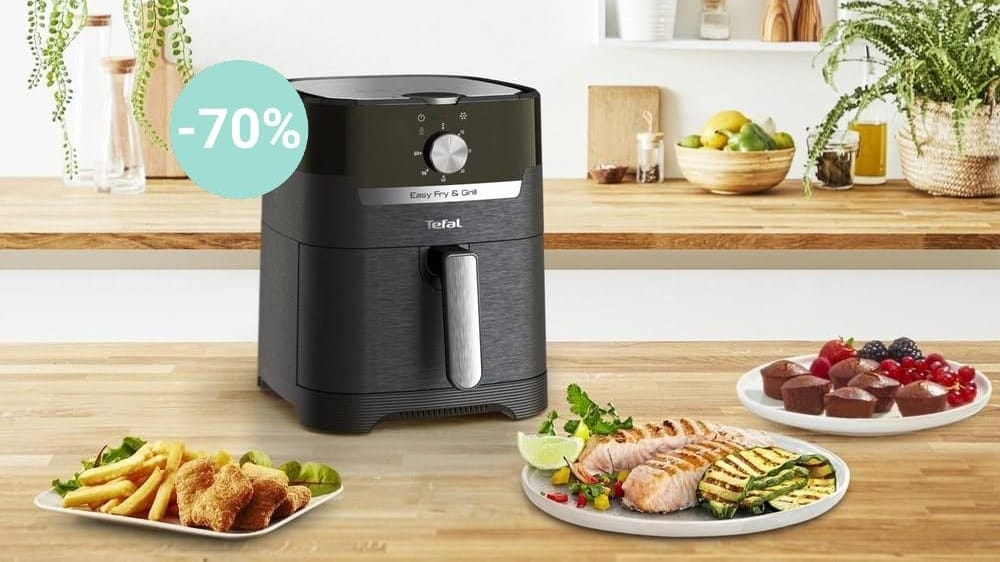 Nur heute erhalten Sie eine Heißluftfritteuse von Tefal mit Grillfunktion für weniger als 80 Euro im Otto-Angebot.