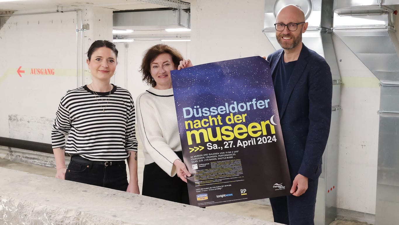 Jessica Jacobi (Bilker Bunker), Miriam Koch (Beigeordnete) und Daniel Tobias Etzel (Geschäftsführer k/c/e Marketing GmbH), stellten das Programm vor.