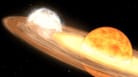 "T Coronae Borealis" ist ein Doppelsternsystem mit einem Weißen Zwerg und einem Roten Riesen.