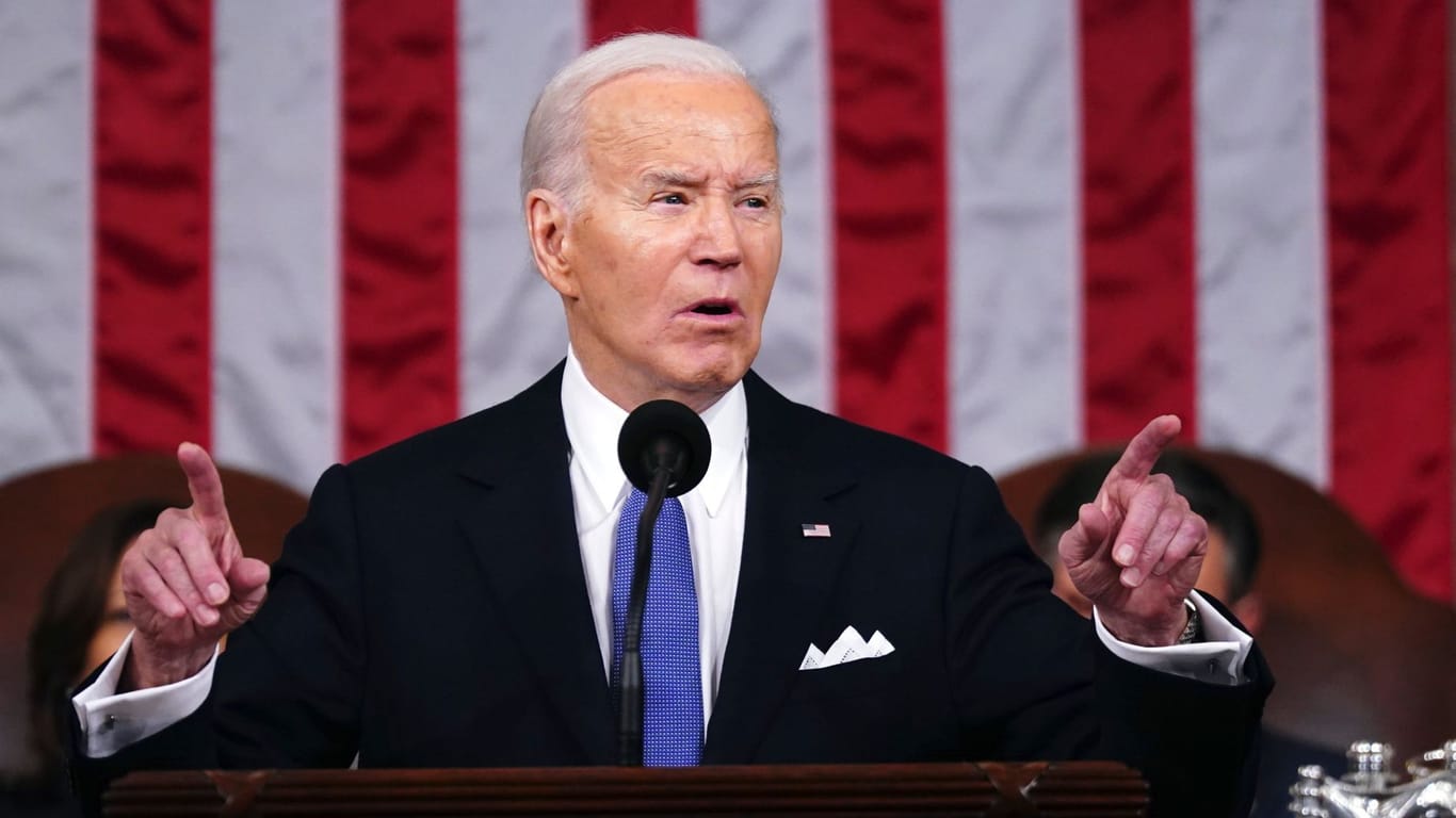 Joe Biden, Präsident der USA, hält die Rede zur Lage der Nation: Er kündigte an, die Hilfslieferungen über das Meer mit Verbündeten koordinieren zu wollen.