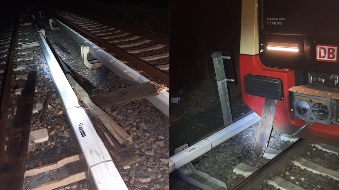 Holzbalken auf den S-Bahn-Schienen: Die Polizei hat die Ermittlungen aufgenommen.