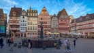 View of Romerberg in the historic heart of the medieval old town in Frankfurt