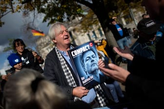 Jürgen Elsässer: Er hat ein kleines Medienreich um "Compact" aufgebaut und startete eine Spendenkampagne zur AfD-Unterstützung.