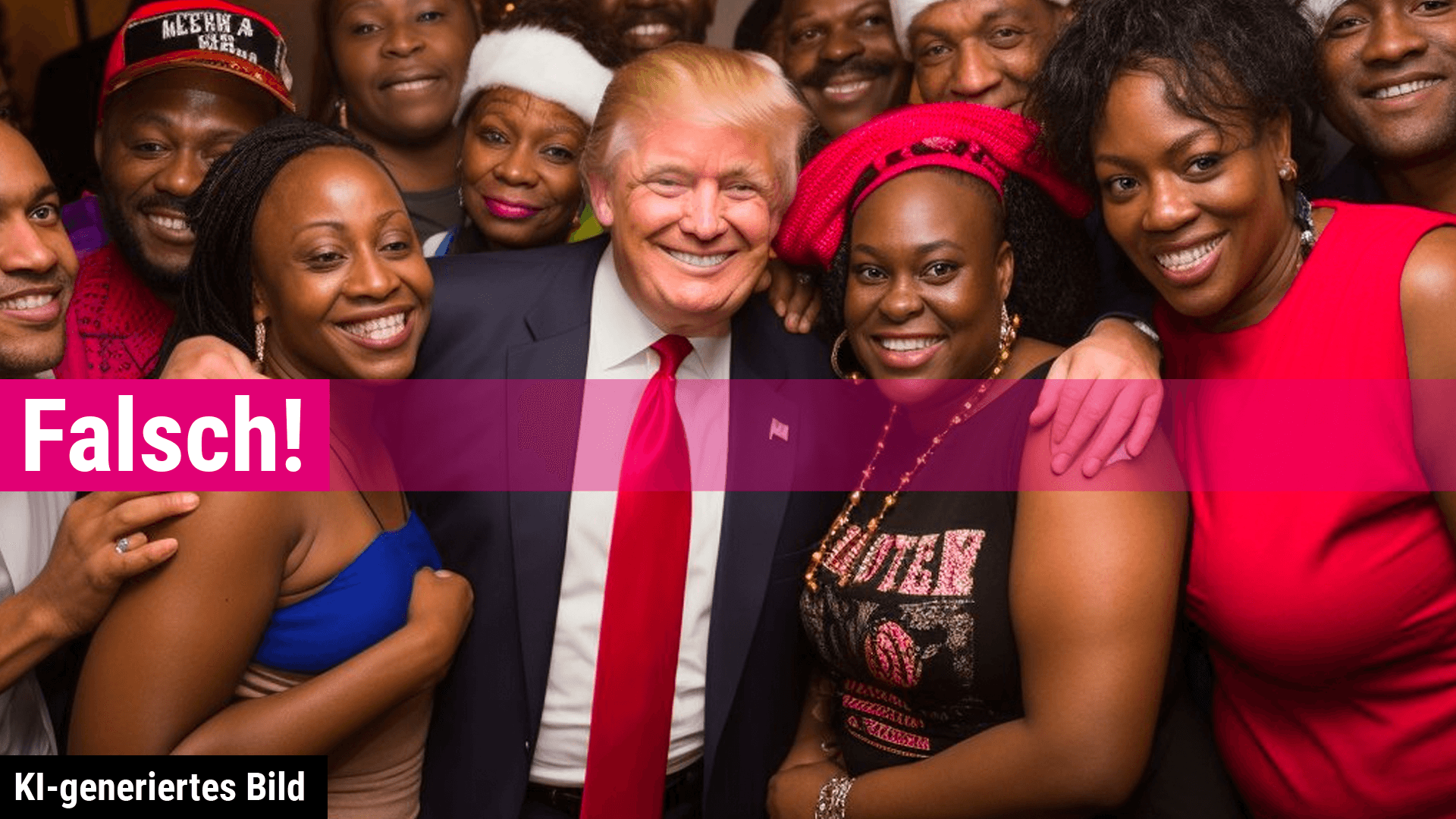 Kein echtes Foto: Ein künstlich erstelltes Bild von Donald Trump mit People of Color.