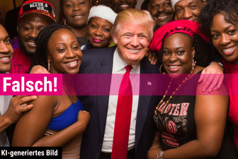 Kein echtes Foto: Ein künstlich erstelltes Bild von Donald Trump mit People of Color.