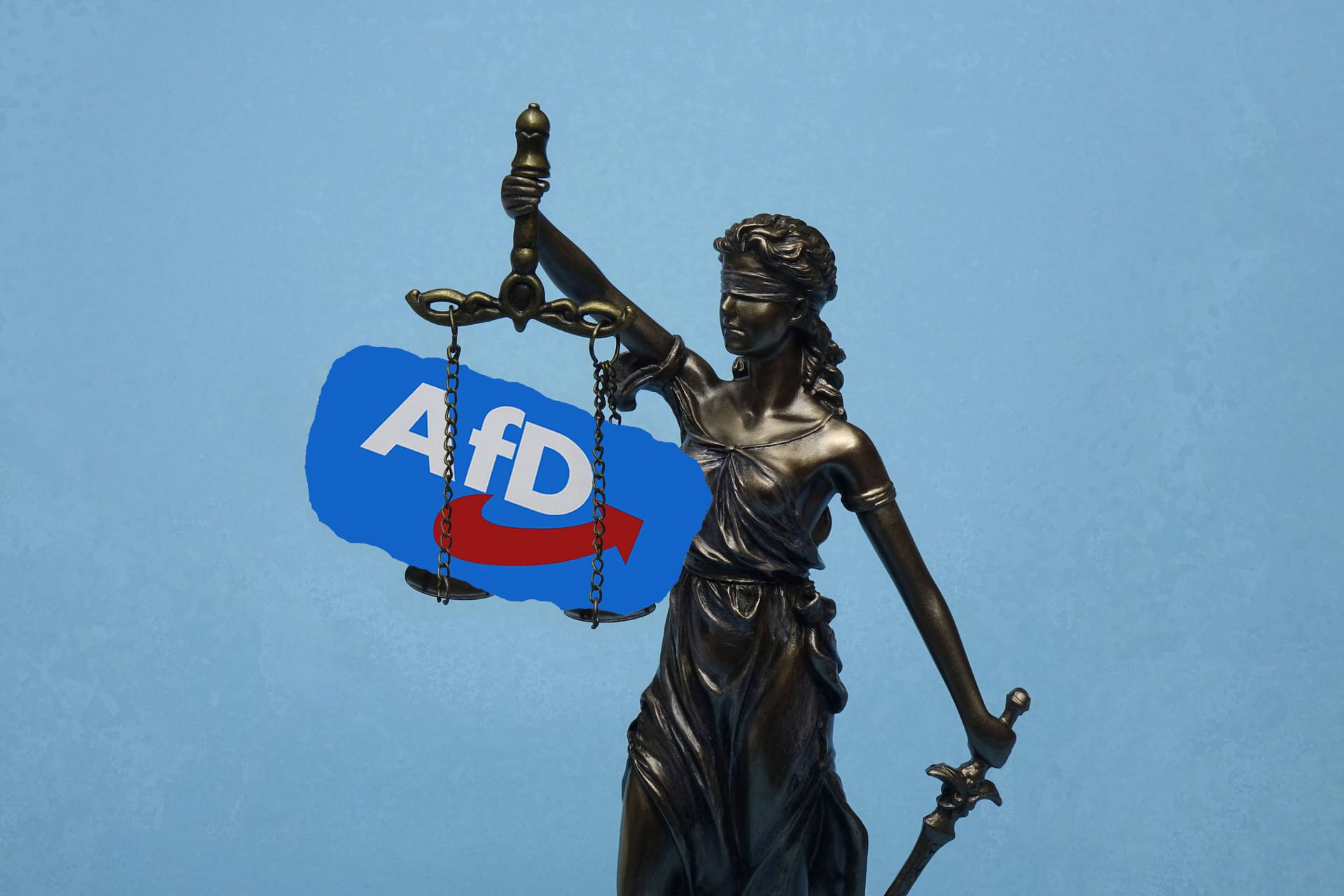 Justitia und das Logo der AfD: Ist es rechtlich erlaubt, seine Mitarbeiter vor der AfD zu warnen?