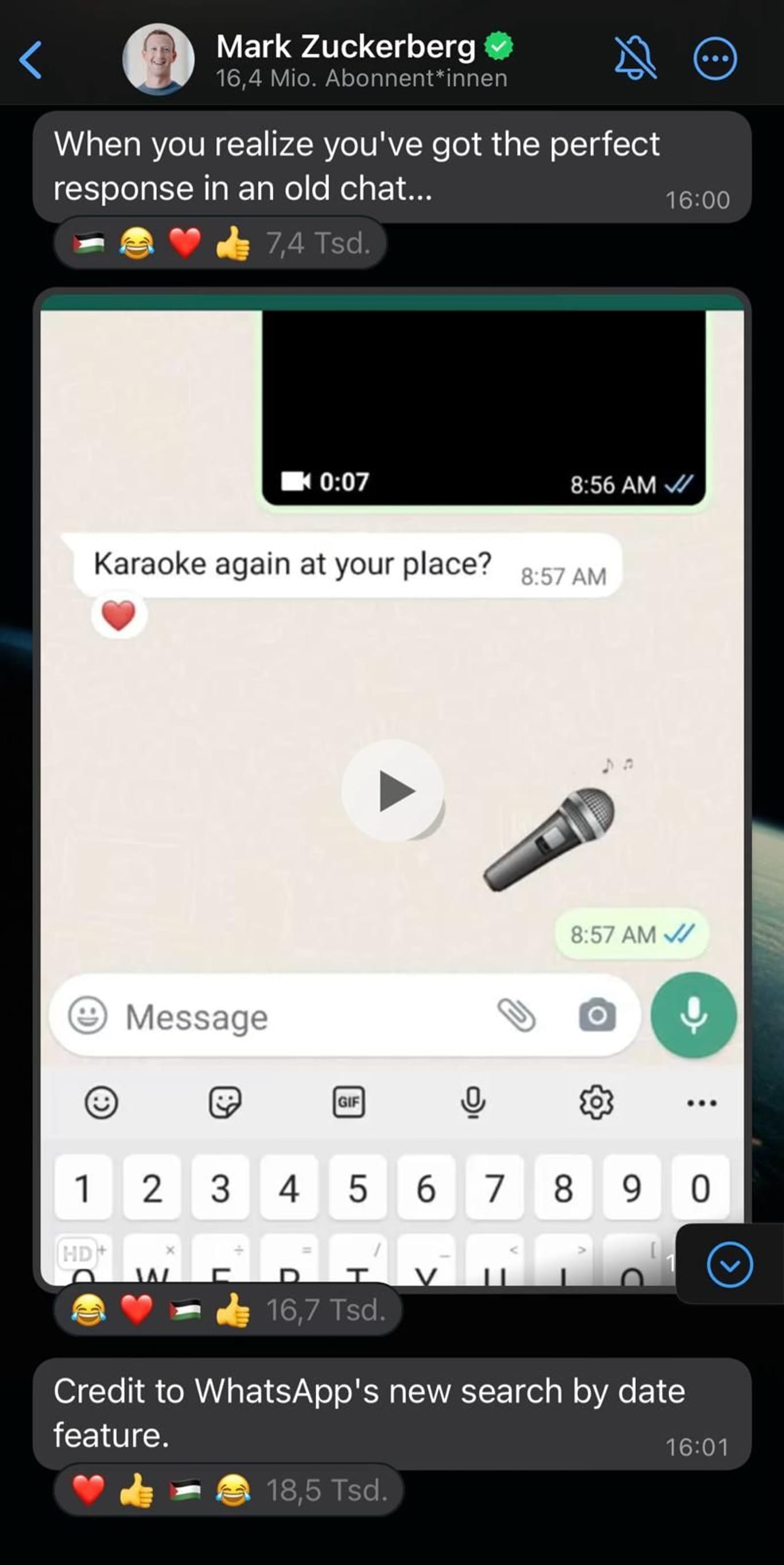 Neu bei WhatsApp Messenger veröffentlicht Suchfunktion nach Datum