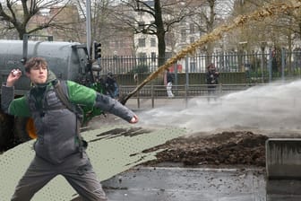 Gülleschlacht bei Bauernprotesten in Brüssel