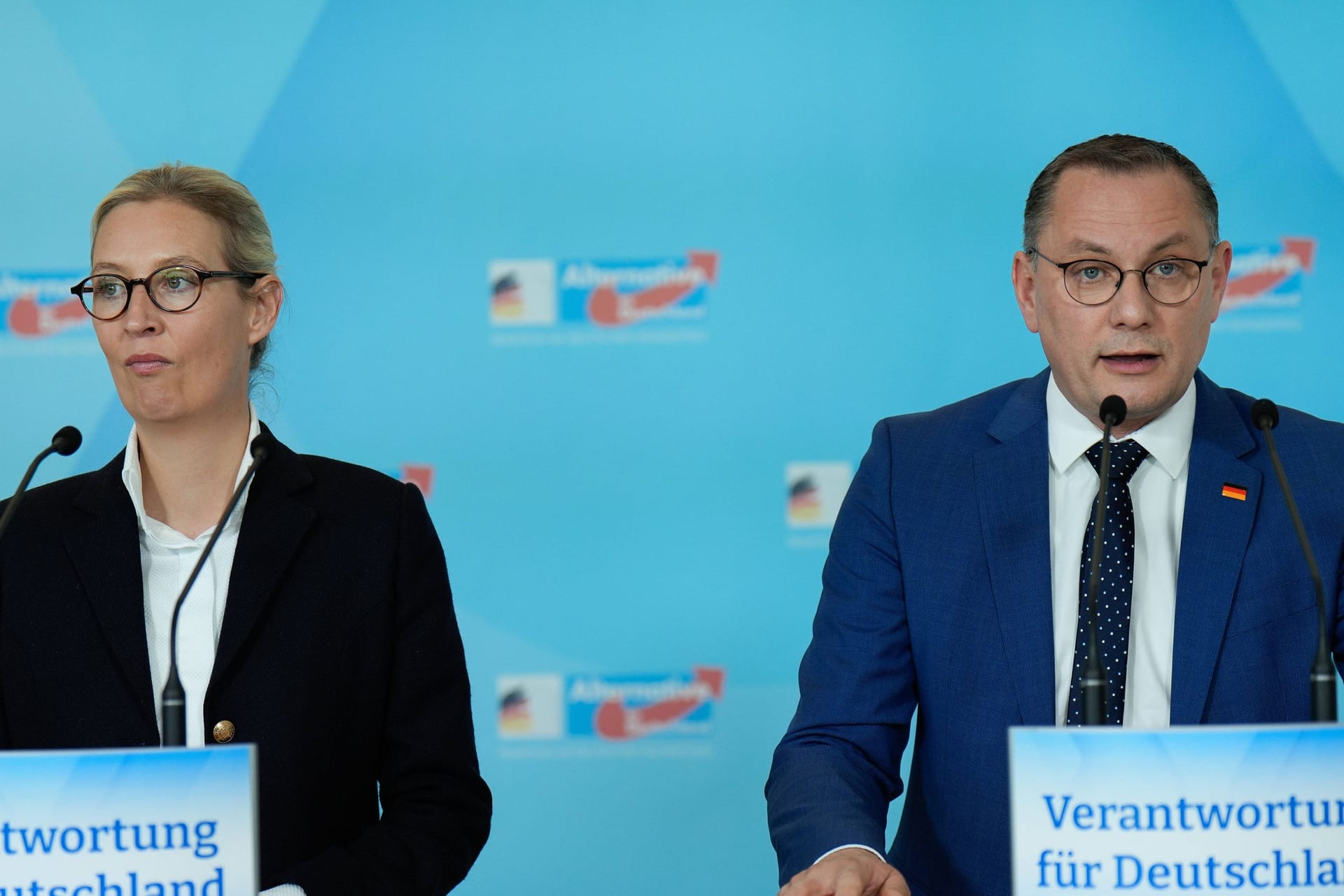 Alice Weidel (l.) und Tino Chrupalla: Die meisten Wählerinnen und Wähler der AfD leben in Westdeutschland.