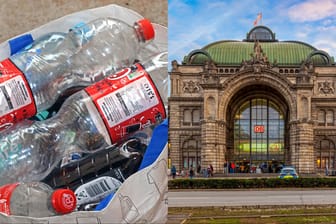 Pfandflaschen in einer Tüte (Archivbild): Manche Menschen sammeln sie, um über die Runden zu kommen – am Nürnberger Hauptbahnhof wurden sie einem Mann aber zum Verhängnis.