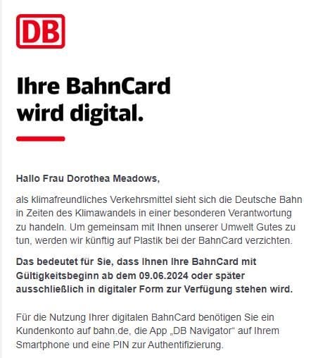 Diese DB-E-Mail könnten auch Sie jetzt in ihrem Postfach haben.