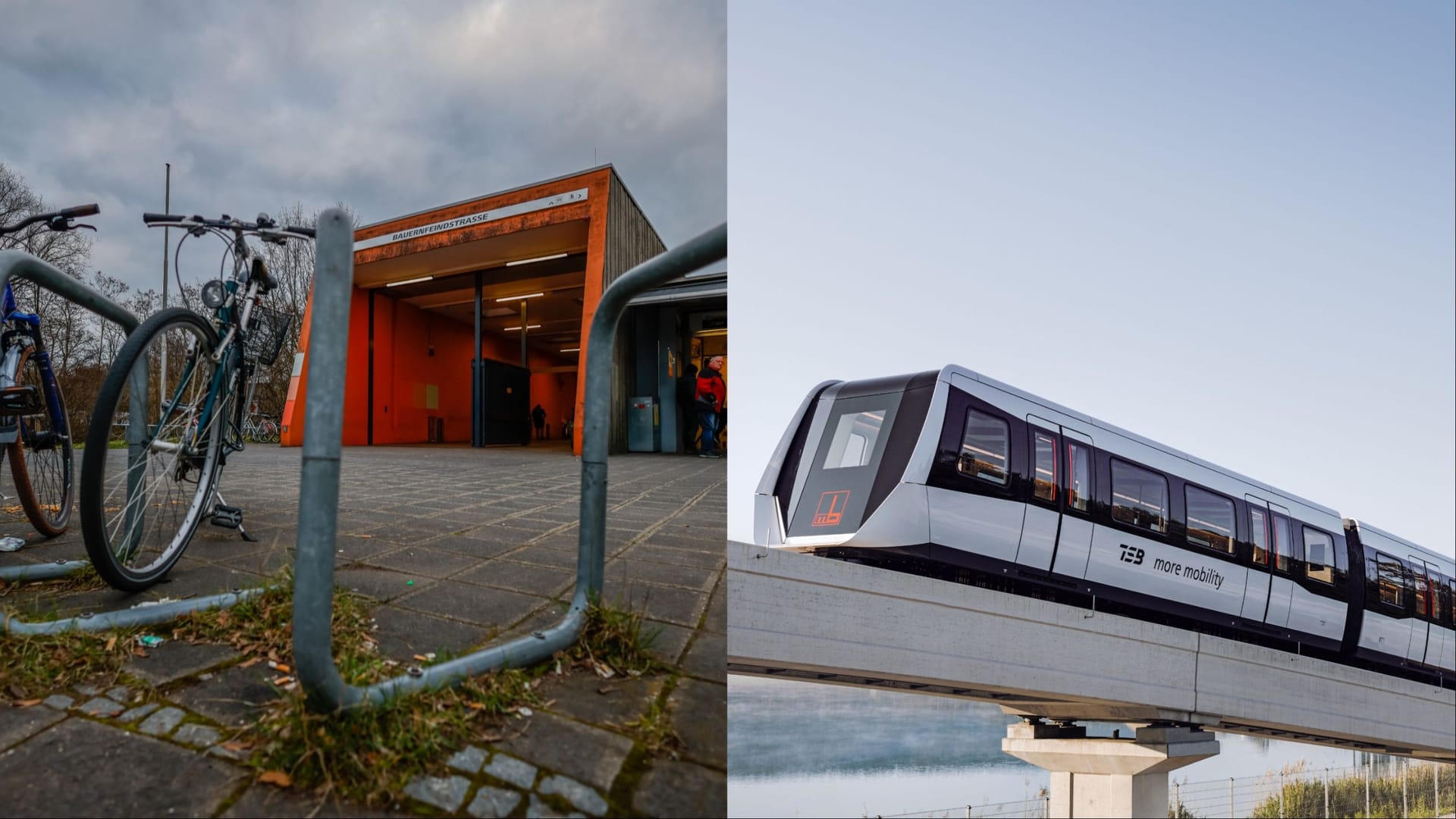 Wenn die Magnetbahn (r.) kommt, könnte die U-Bahnhaltestelle Bauernfeindstraße (l.) zu einem Verkehrsknotenpunkt werden.