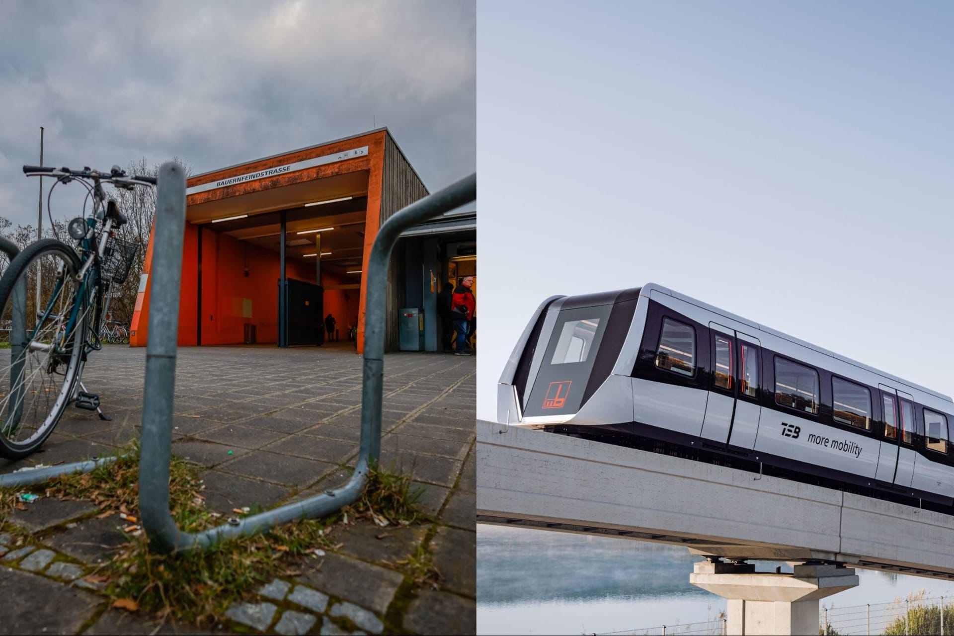 Wenn die Magnetbahn (r.) kommt, könnte die U-Bahnhaltestelle Bauernfeindstraße (l.) zu einem Verkehrsknotenpunkt werden.