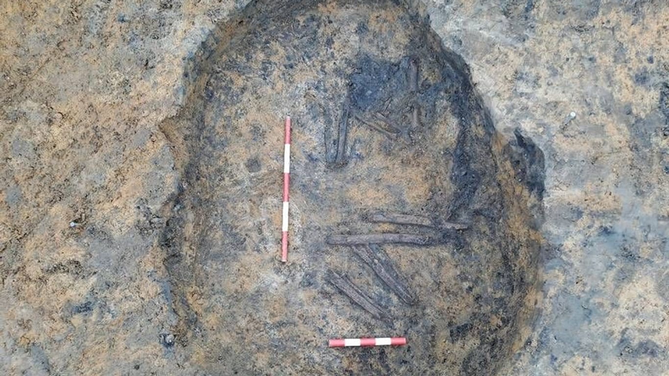 Die kreisförmige Grabstätte: In der Grube wurden außer dem Skelett keine weiteren Artefakte gefunden.