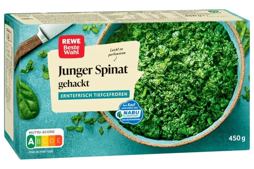 Ein Tiefkühlspinat (Symbolbild), der bei Rewe verkauft wird, ist zurückgerufen worden.