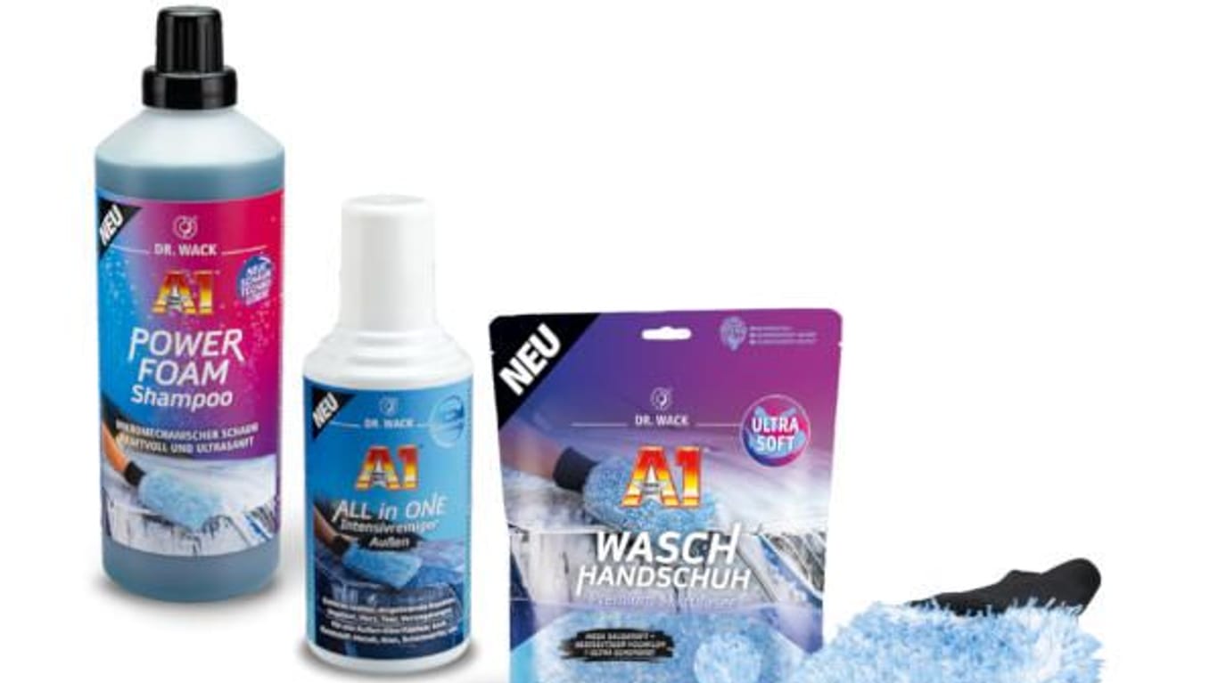 Testsieger (links im Bild): Das A1 Power Foam Shampoo von Dr. Wack.