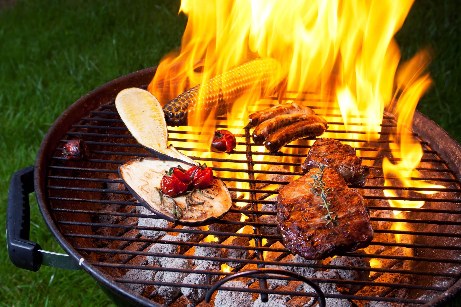 Fleisch und Gemüse auf einem Grill (Archivbild): Der 31-Jährige wurde in ein Krankenhaus gebracht.