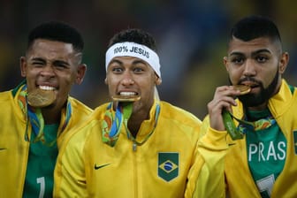 Gabriel Jesus, Neymar und Gabriel Barbosa (v. l. n. r.): Sie gewannen 2016 bei Olympia Gold.