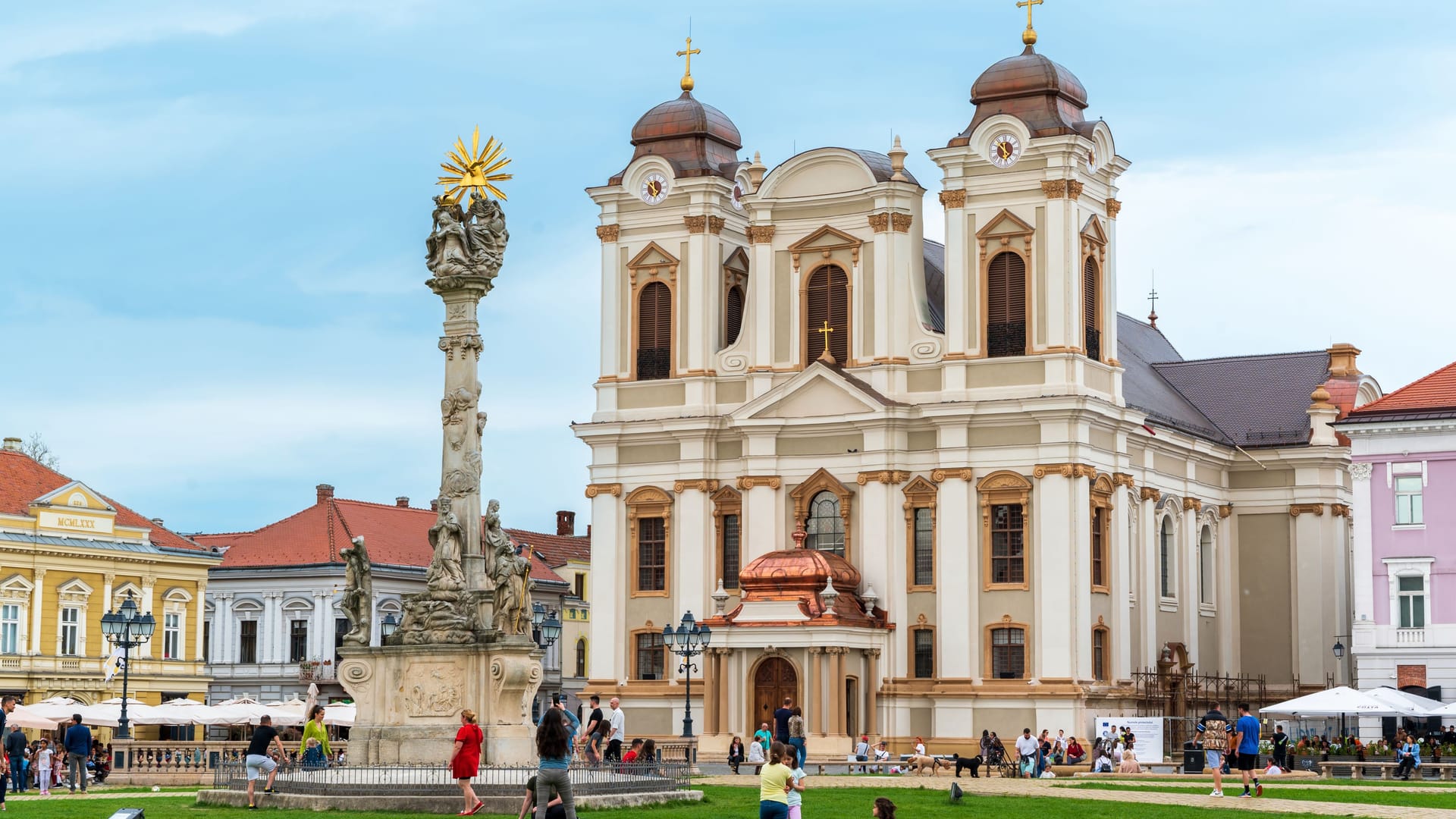 Unirii Square in Timisoara, Romania