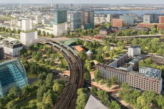 Viel Grün am Berliner Tor: Die Visualisierung zeigt, wie das Bahnhofsgebiet künftig aussehen könnte.